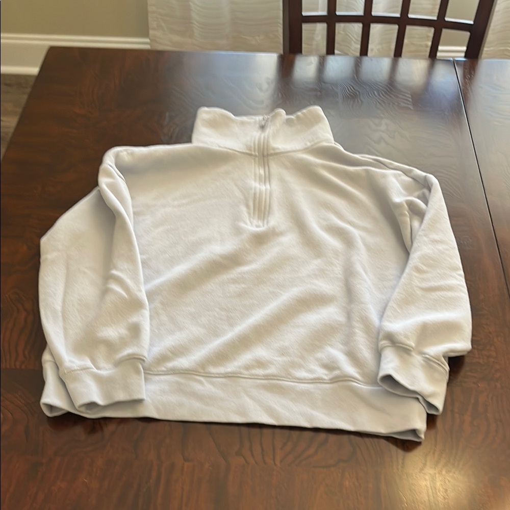 PINK Victoria's Secret Ivy Fleece Light Blue Half-Zip Sweatshirt